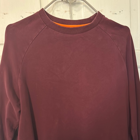 Red Crewneck Sweater with Ribbed Collar - Picture 1 of 16